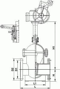 30с599нж Ду350 Ру25 - ЗАДВИЖКА ЗАПОРНАЯ ПОЛНОПРОХОДНАЯ, сталь 20, присоединение фланцевое по ГОСТ 12815-80
